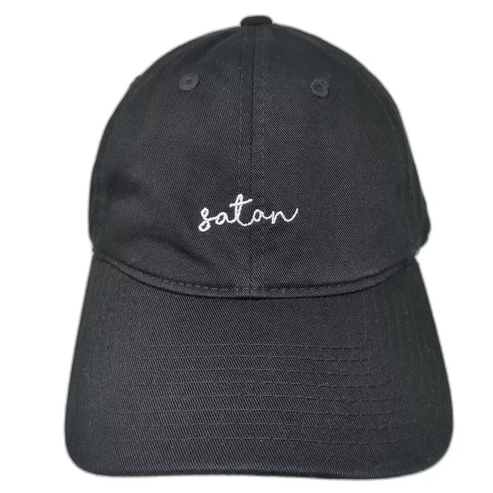 Blackcraft Baseball Cap Black White Satan Embroidered Hat OS Slideback Cotton